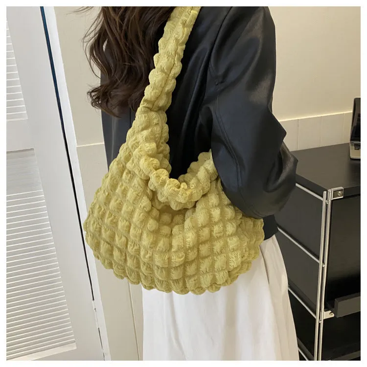 Niche Pleated Clouds Cute Simple Soft Trendy Western Style Underarm Commuter Bag