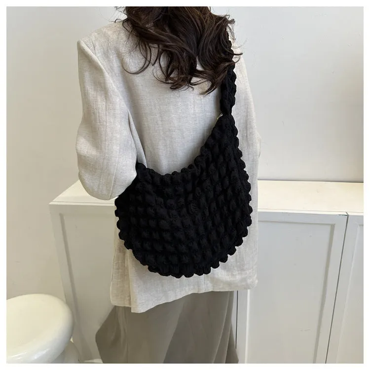 Niche Pleated Clouds Cute Simple Soft Trendy Western Style Underarm Commuter Bag