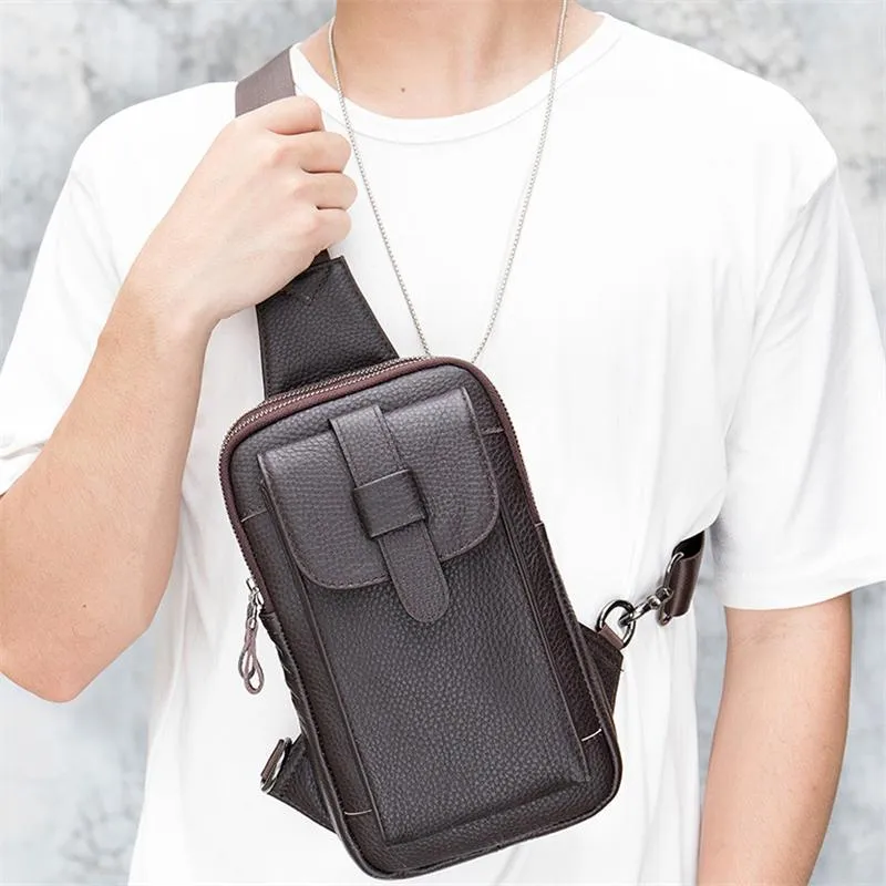 Outdoor Daily Casual Leather Crossbody Packs Chest Bag For Men