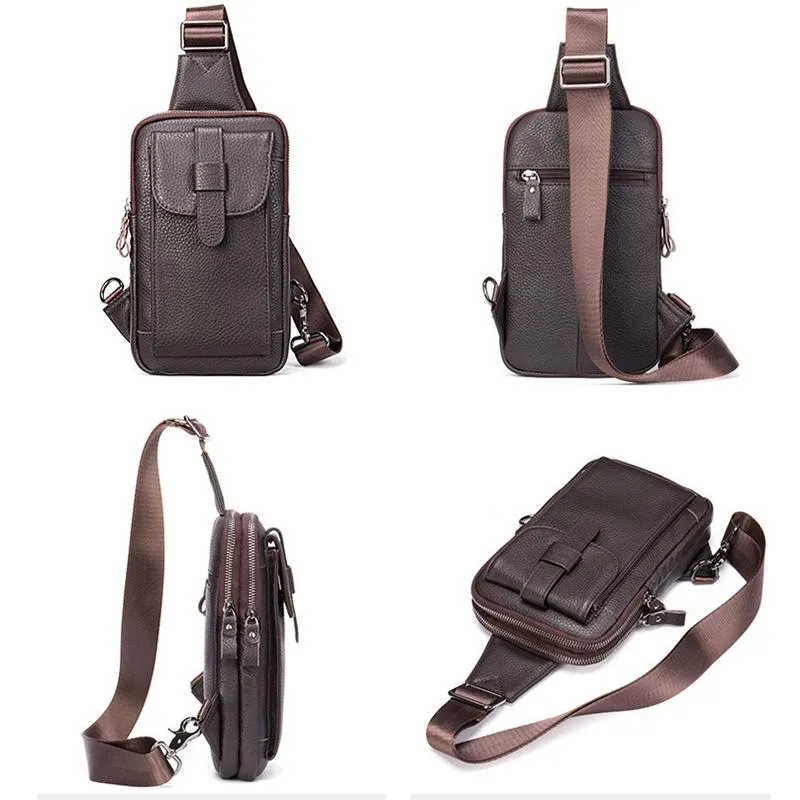 Outdoor Daily Casual Leather Crossbody Packs Chest Bag For Men