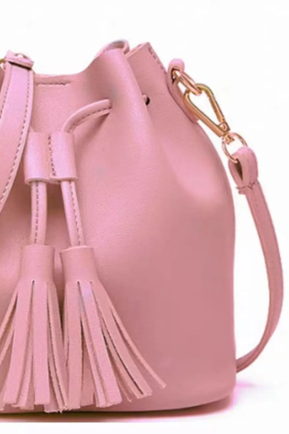 PU Leather Bucket Bag with Tassel