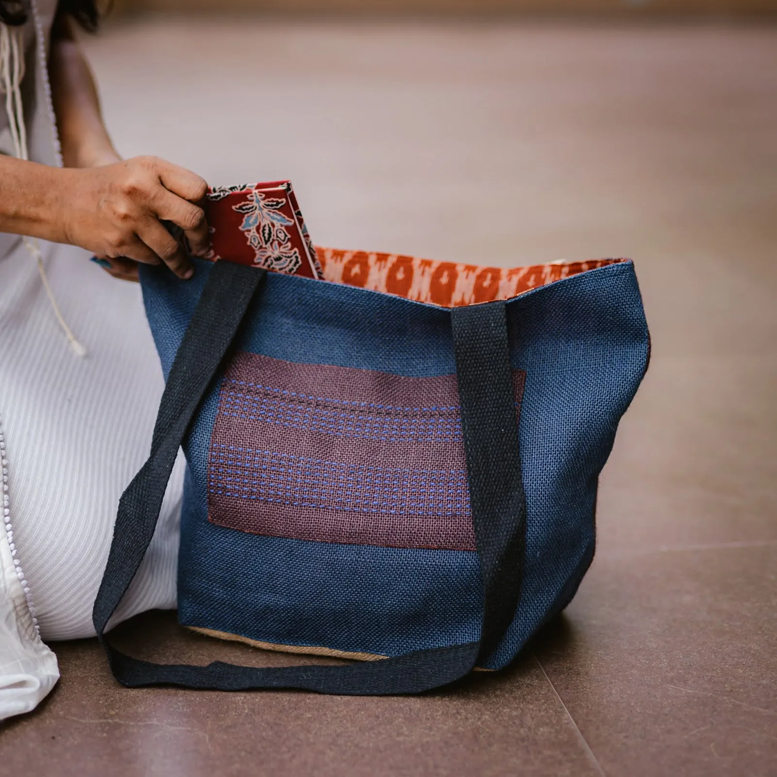 Reversible Ikat Tote Medium Bag