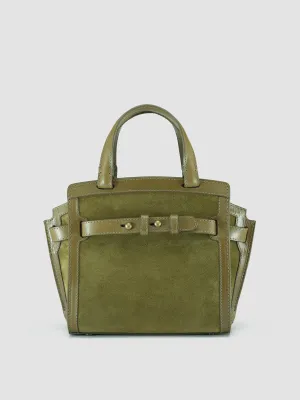 SADDLE 009 - Green Suede Handle Bag