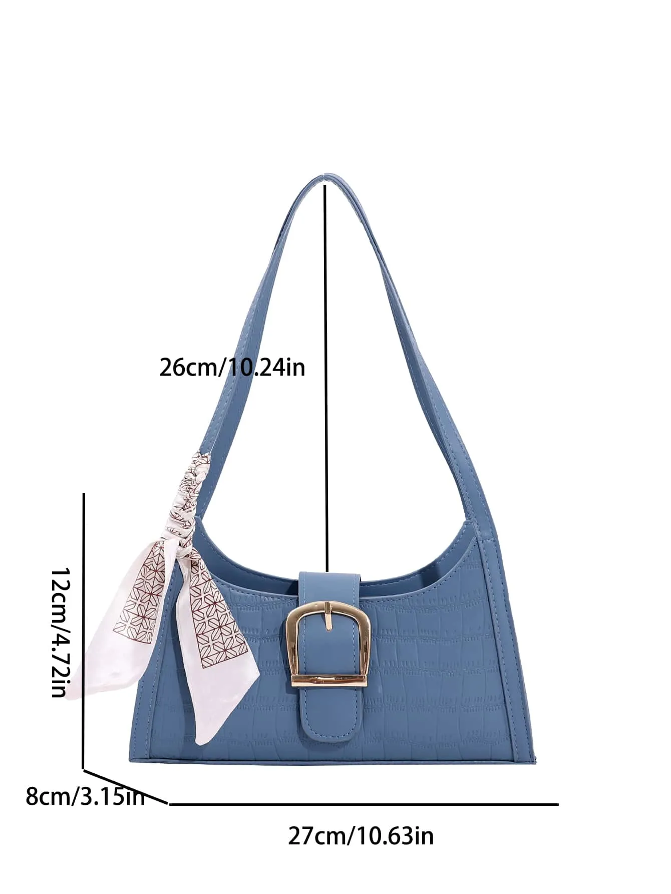 SHEIN Versatile Blue Crocodile Pattern Armpit Bag