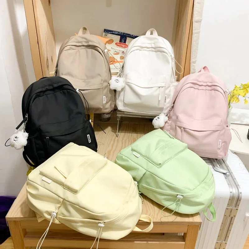 Sohiwoo Female Travel Waterproof Book Bags Fashion Ladies Cute Trendy Women College Student Backpack Girl Boys Kawaii Nylon School Bag