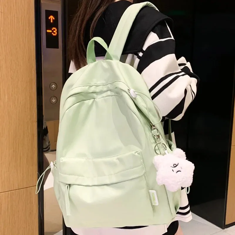 Sohiwoo Female Travel Waterproof Book Bags Fashion Ladies Cute Trendy Women College Student Backpack Girl Boys Kawaii Nylon School Bag