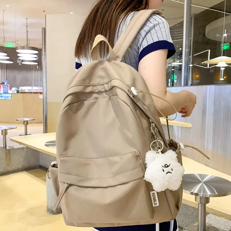 Sohiwoo Female Travel Waterproof Book Bags Fashion Ladies Cute Trendy Women College Student Backpack Girl Boys Kawaii Nylon School Bag