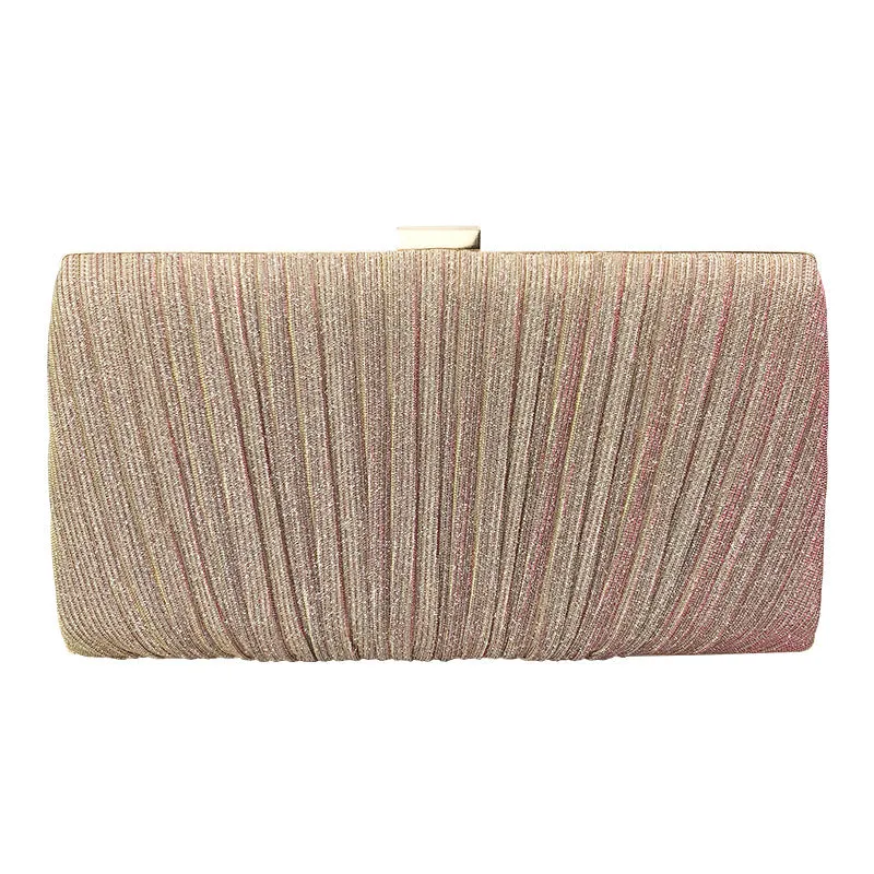 Sohiwoo Glitter Ruched Evening Bag Textured Fabric Formal Banquet Handbag For Wedding Party Prom