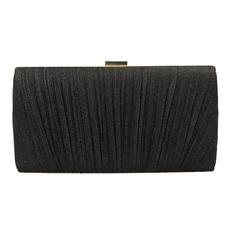 Sohiwoo Glitter Ruched Evening Bag Textured Fabric Formal Banquet Handbag For Wedding Party Prom