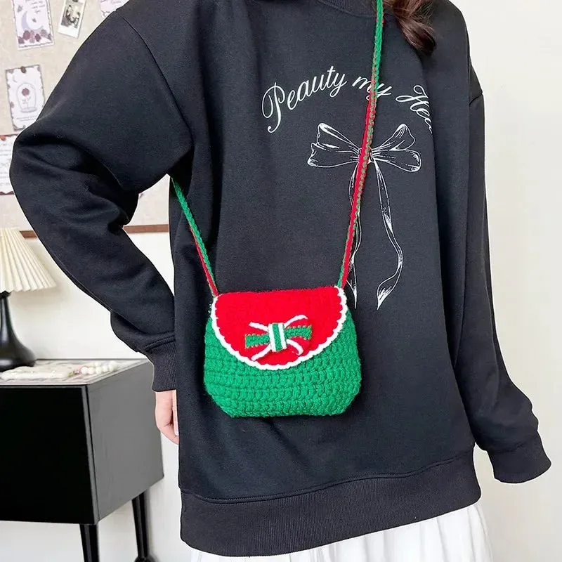 Sohiwoo Textile Solid Color Youth Shoulder Bag 2024 Hot Sale Trendy Christmas Crossbody Bag Soft Versatile Commuting Simplicity Handbag