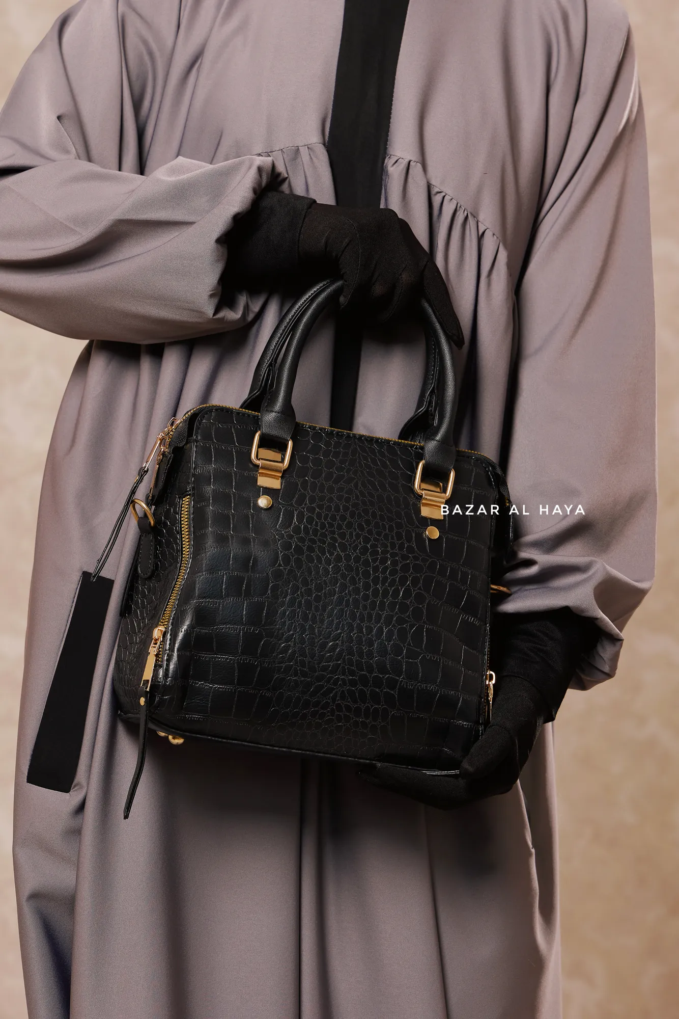 Square Croc Crossbody Bag In Black