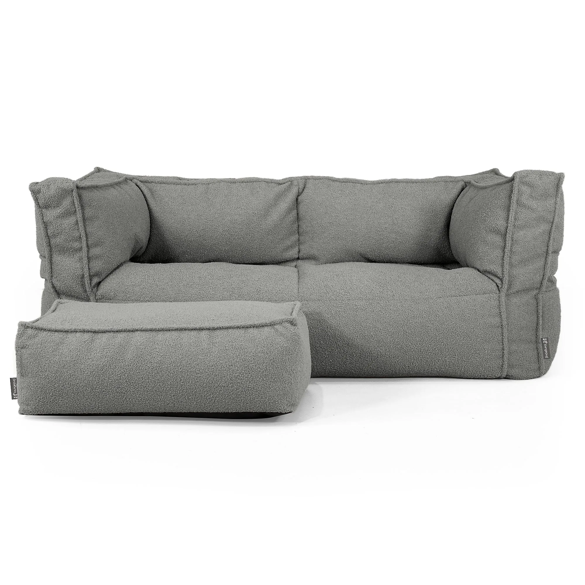 The 2 Seater Albert Sofa Bean Bag - Boucle Grey