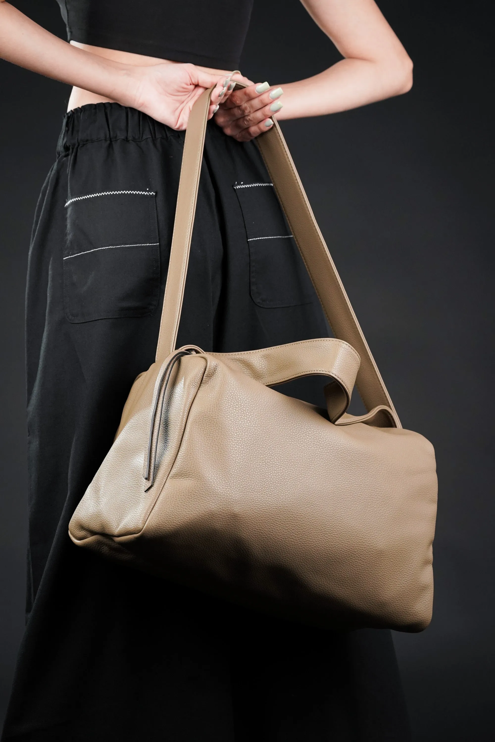 Tortilla Brown Faux Leather Duffle Bag