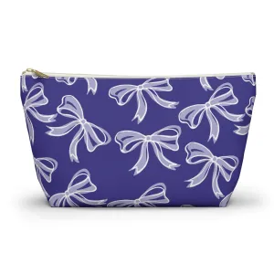 Trendy Bow Makeup Bag - Graduation Gift, Bed Party Gift, Acceptance Gift, College Gift, Northwestern, High Point, Purple and White, NYU