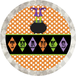 Witches Boot Thanks Circle Sticker