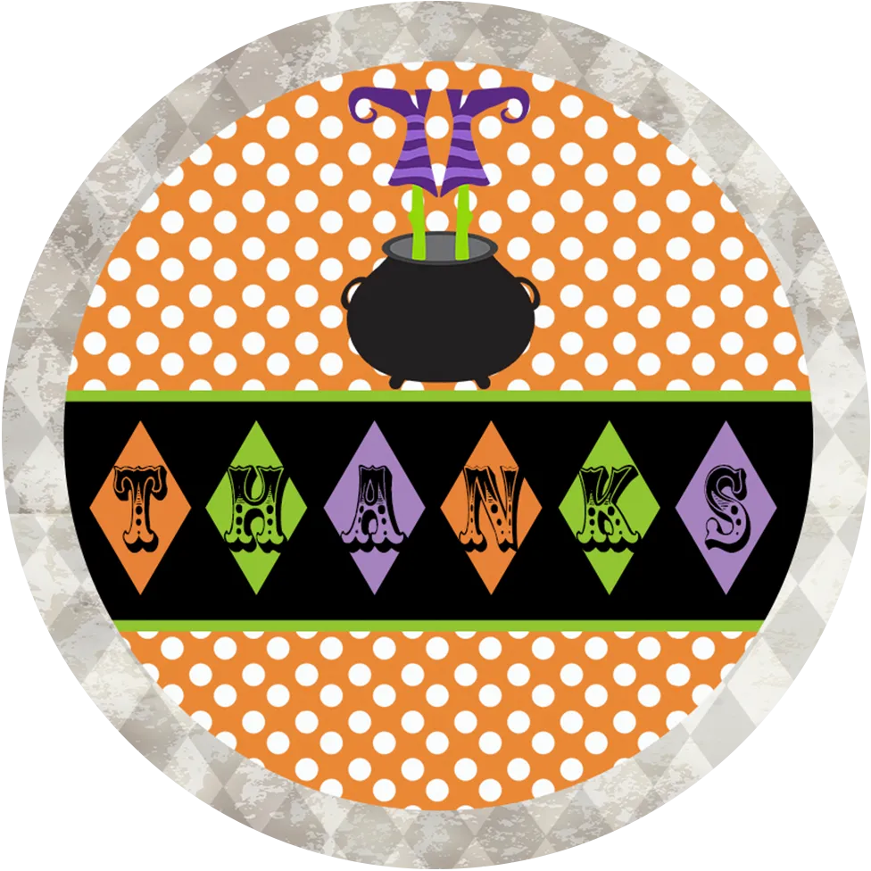 Witches Boot Thanks Circle Sticker