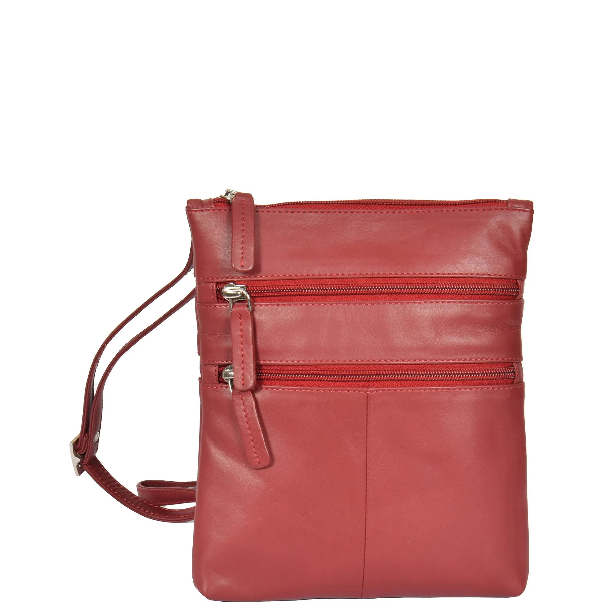 Womens Cross-Body Real Leather Shoulder Travel Bag A606 Red