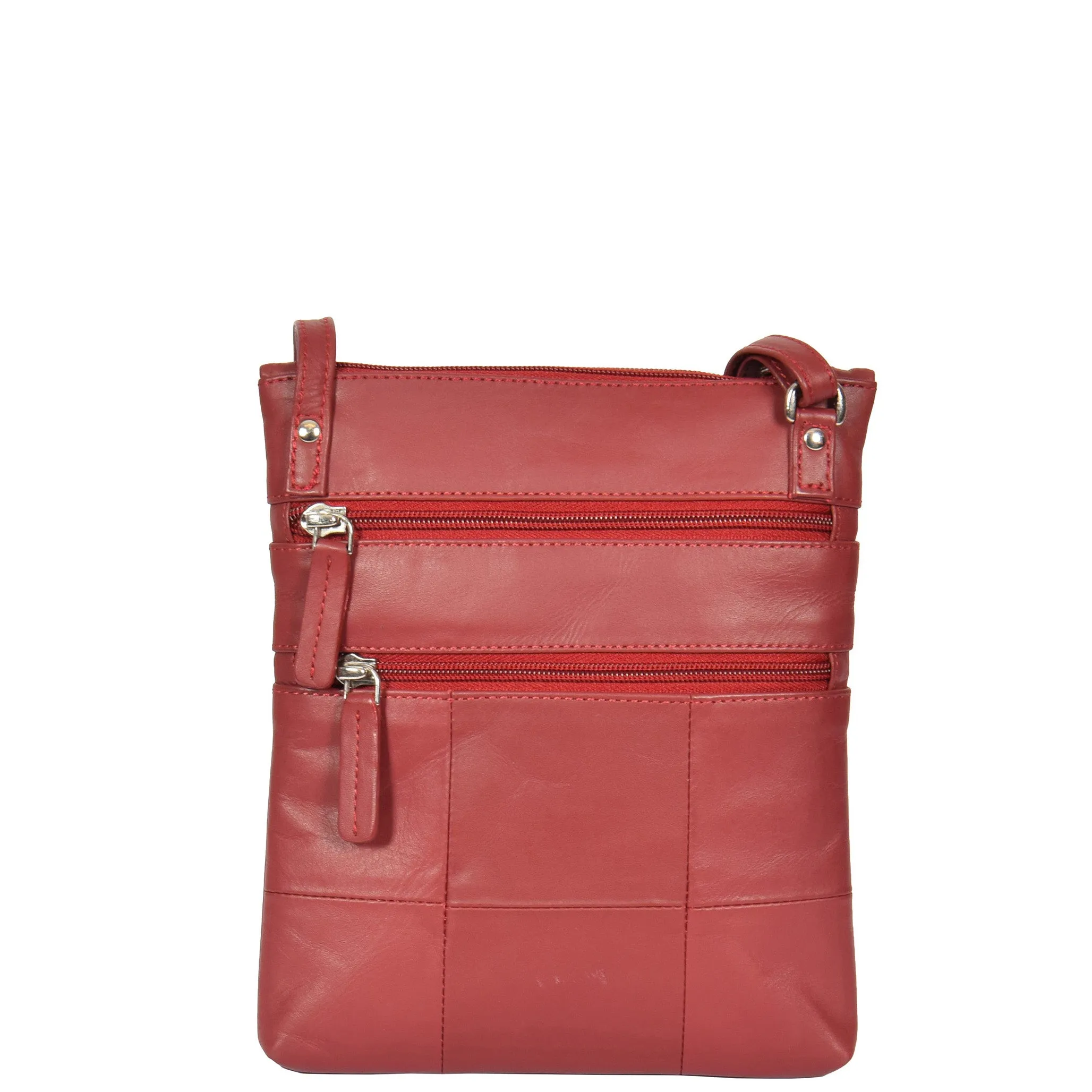 Womens Cross-Body Real Leather Shoulder Travel Bag A606 Red