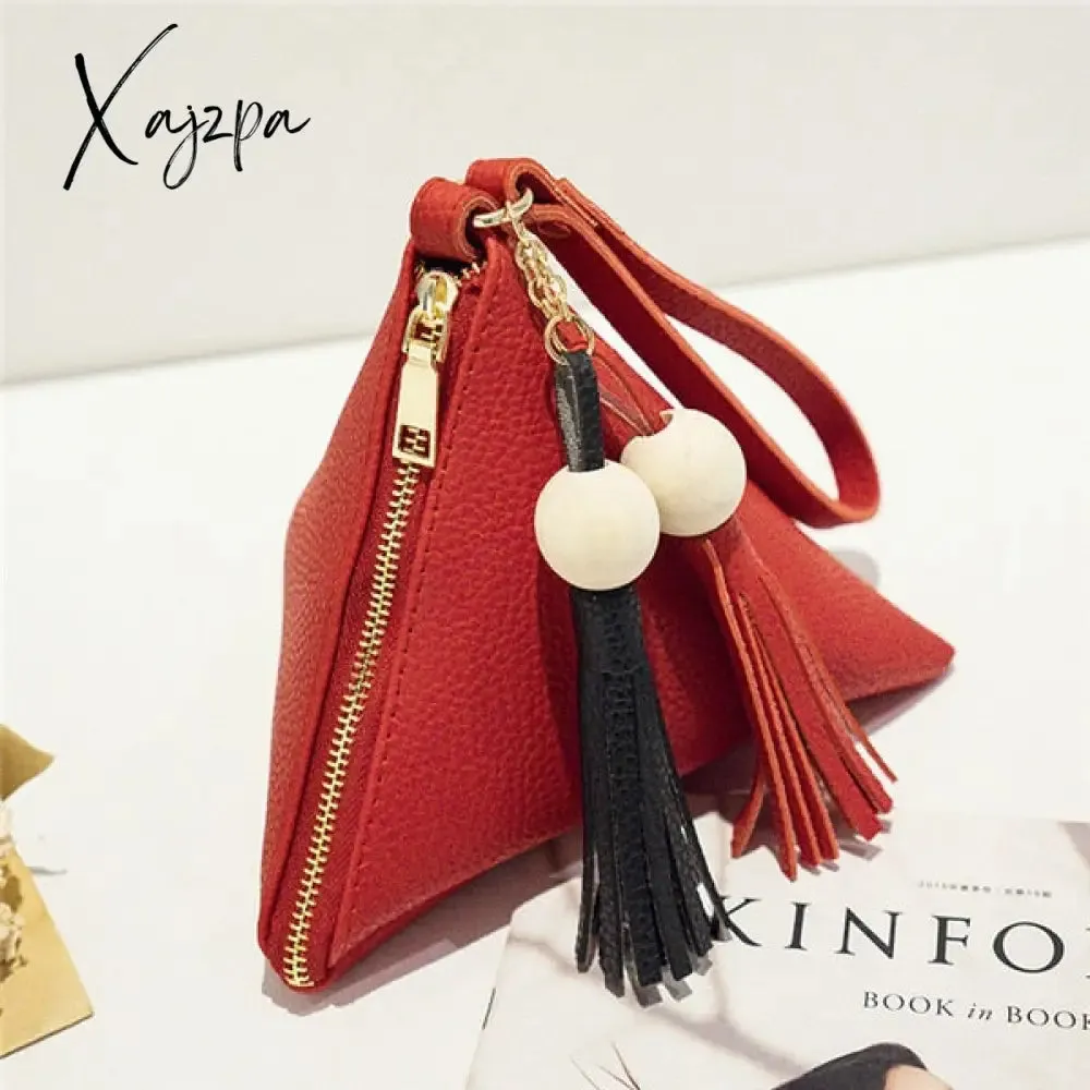 Xajzpa - leather handbag Mini Triangle Women Clutch Purse Hand Bag Lady Clutches Casual Phone Package portefeuille femme