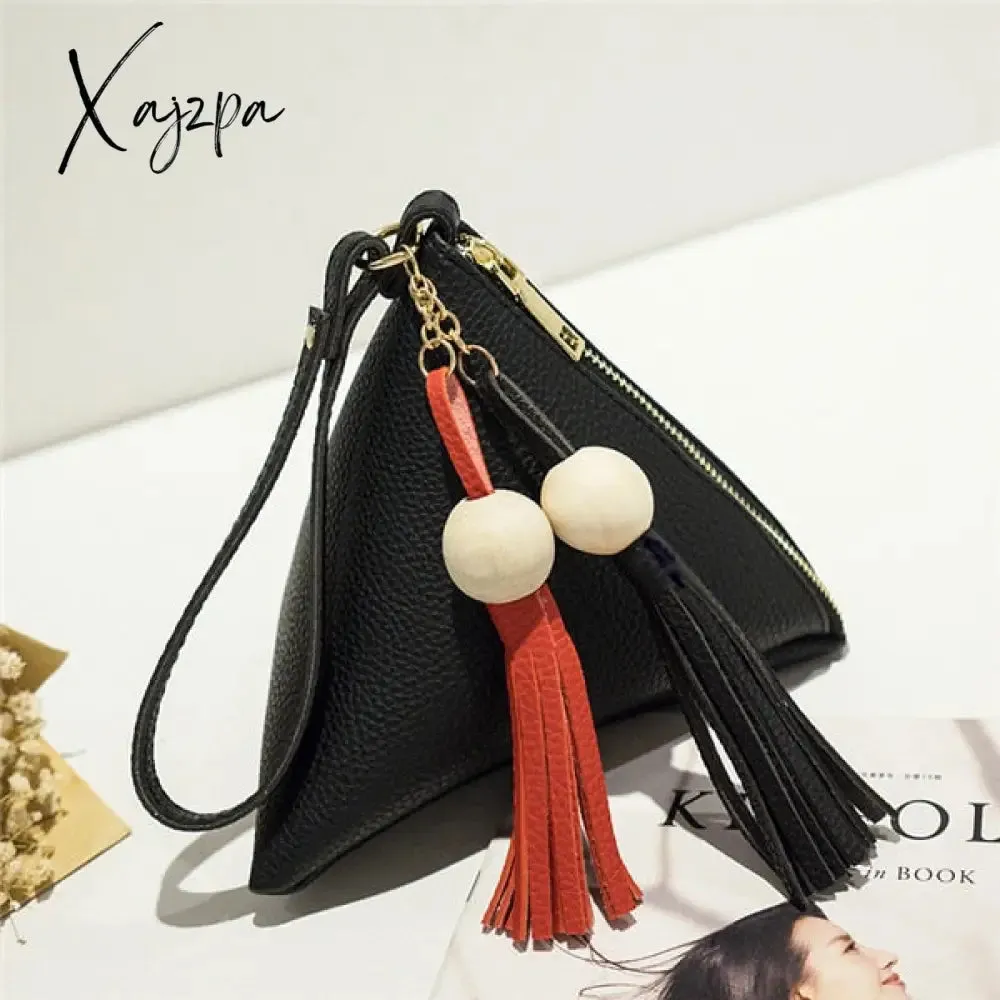 Xajzpa - leather handbag Mini Triangle Women Clutch Purse Hand Bag Lady Clutches Casual Phone Package portefeuille femme