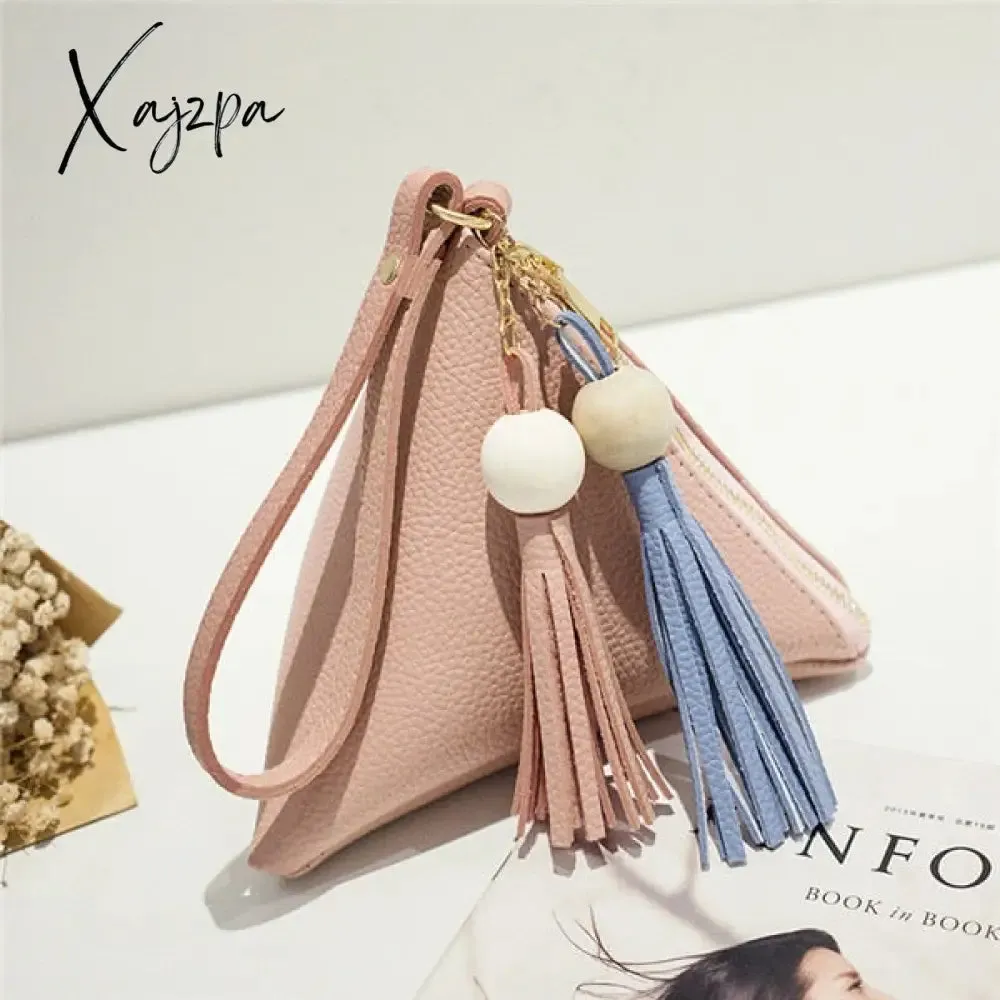 Xajzpa - leather handbag Mini Triangle Women Clutch Purse Hand Bag Lady Clutches Casual Phone Package portefeuille femme