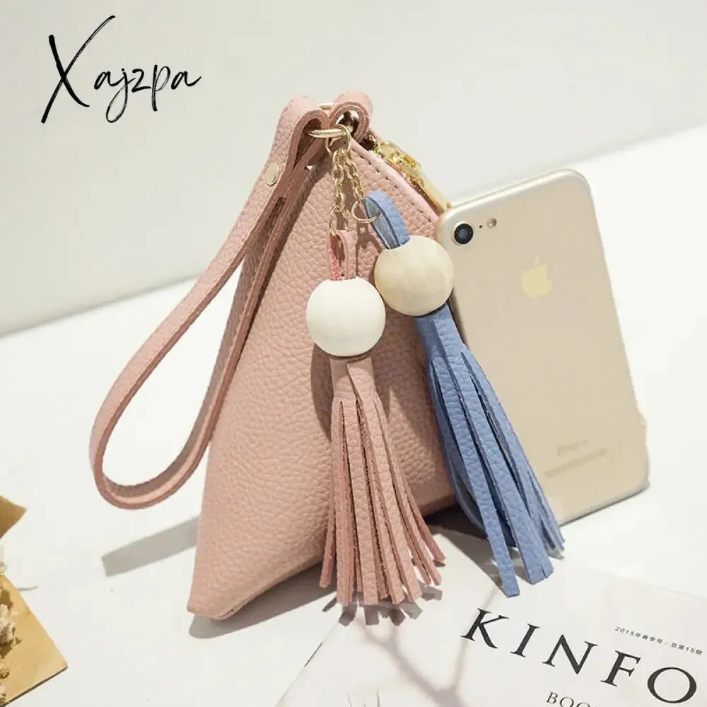 Xajzpa - leather handbag Mini Triangle Women Clutch Purse Hand Bag Lady Clutches Casual Phone Package portefeuille femme