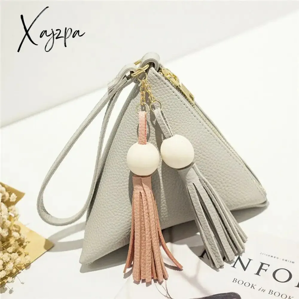 Xajzpa - leather handbag Mini Triangle Women Clutch Purse Hand Bag Lady Clutches Casual Phone Package portefeuille femme