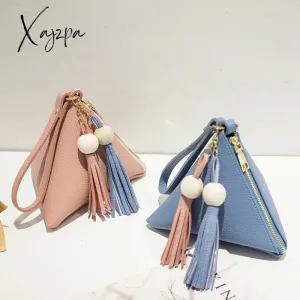 Xajzpa - leather handbag Mini Triangle Women Clutch Purse Hand Bag Lady Clutches Casual Phone Package portefeuille femme