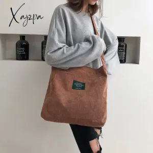 Xajzpa - Women Corduroy Shoulder Bag Quality Canvas Crossbody Bags Simple Cloth Fabric Handbag Tote Solid Zipper Messenger Bags For Girls