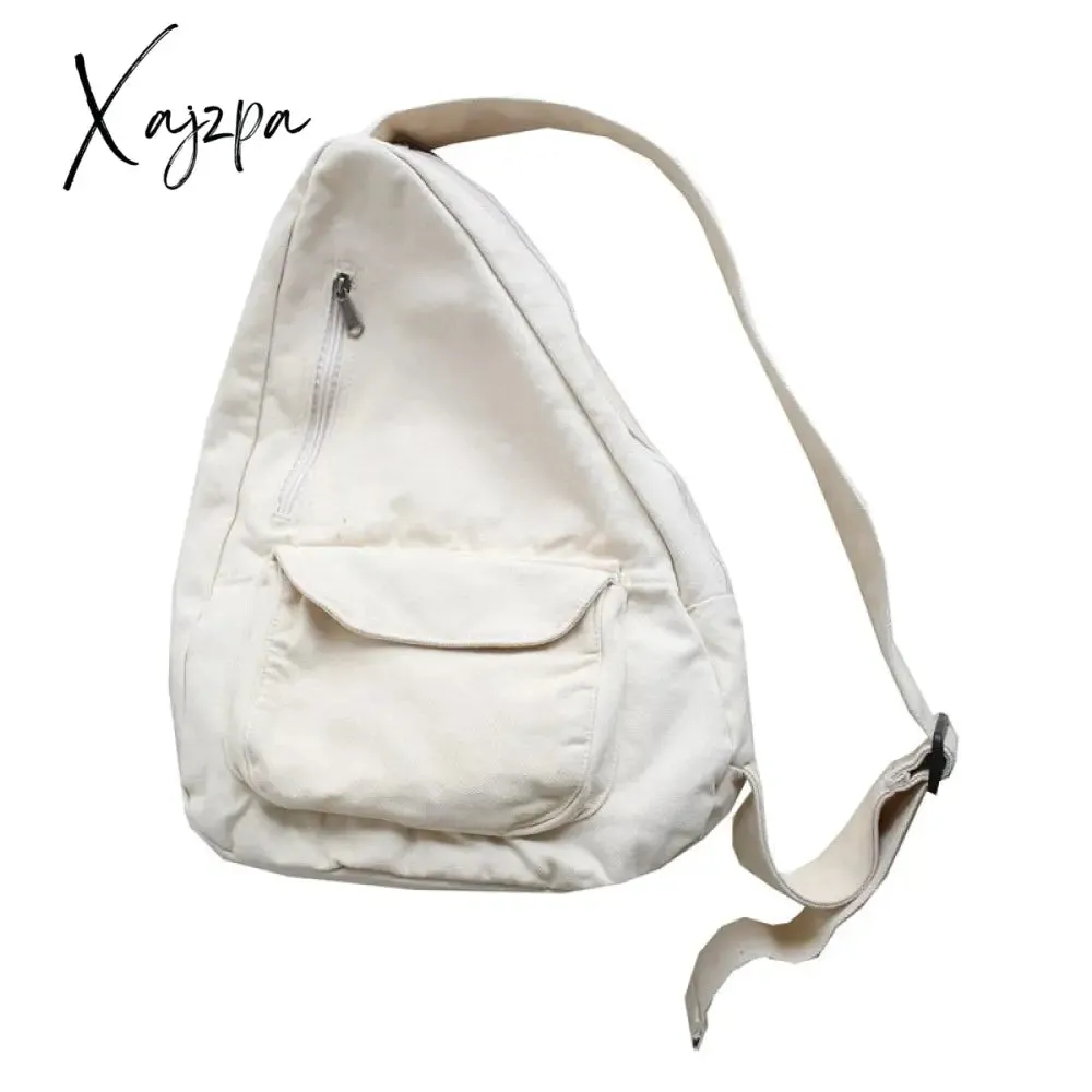 Xajzpa Women Shoulder Messenger Bag Canvas Crossbody New Trend Fashion Female Bag Solid Color High Quality Ladies Chest Bag