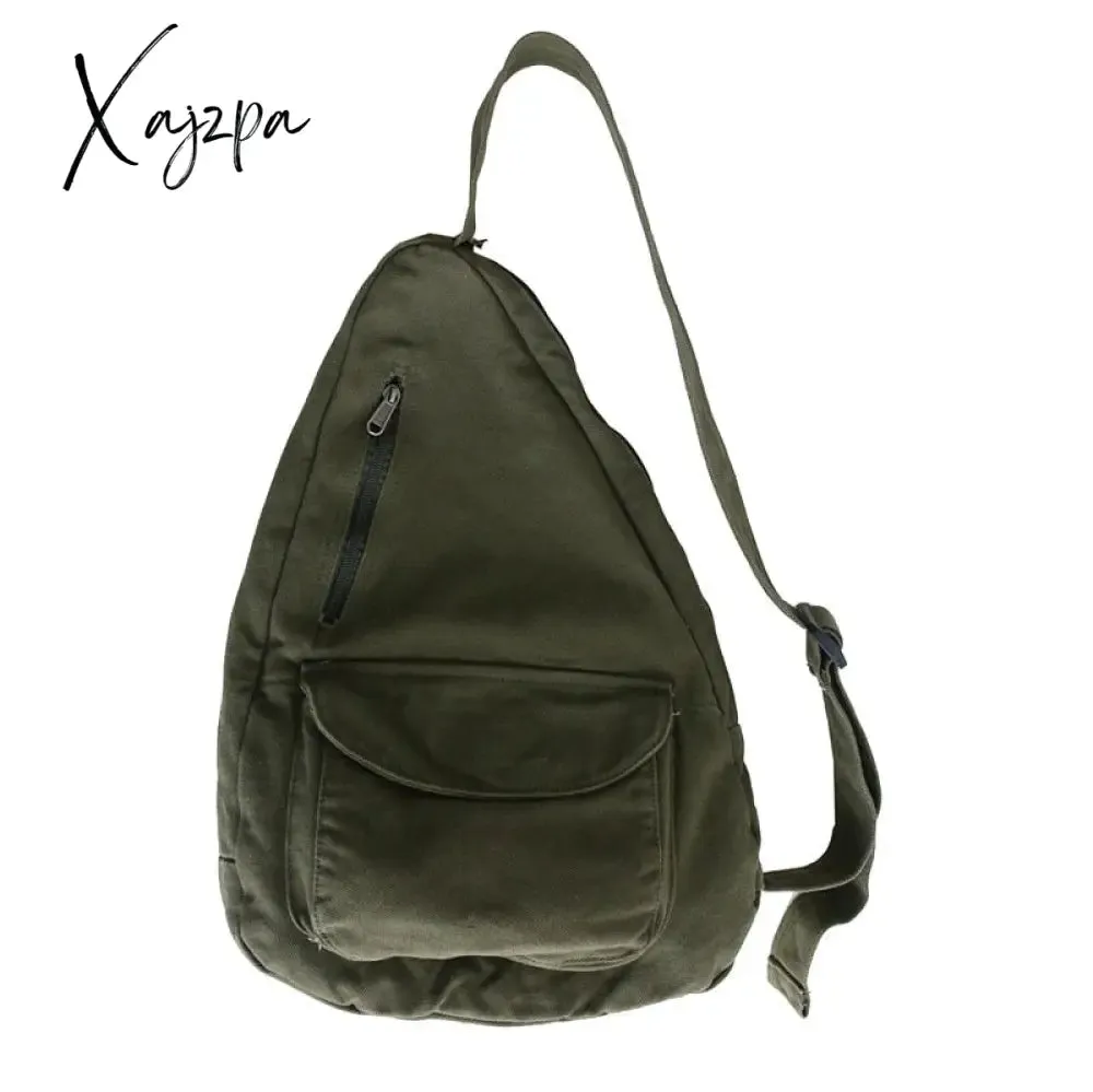 Xajzpa Women Shoulder Messenger Bag Canvas Crossbody New Trend Fashion Female Bag Solid Color High Quality Ladies Chest Bag